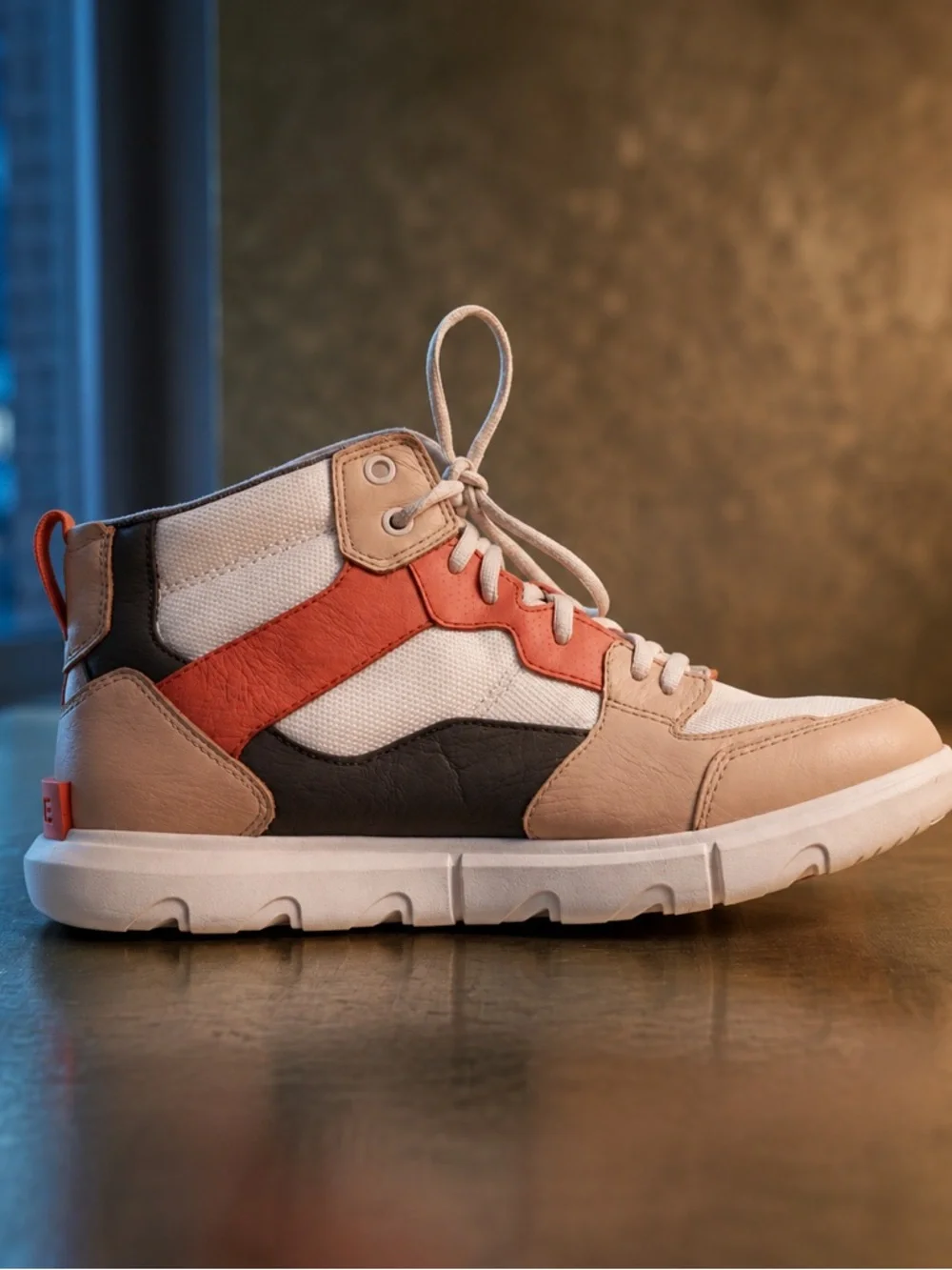 Sorel Women's Beige White Black and Coral High-Top Sneakers